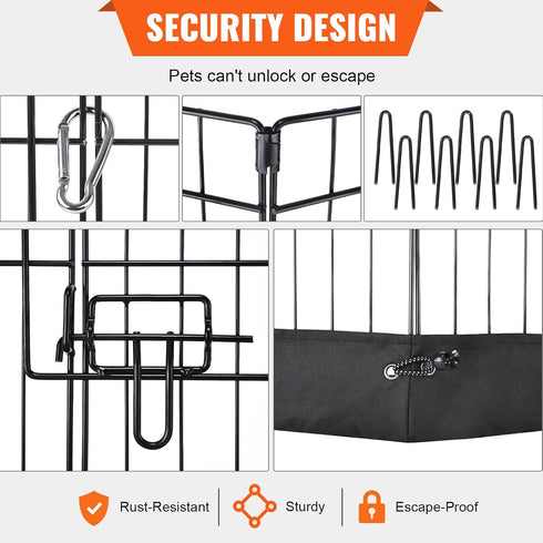 VEVOR Foldable Metal Dog Exercise Pen, Pet Playpen Fence for Small & Medium Dogs, 24" H 8 Panels