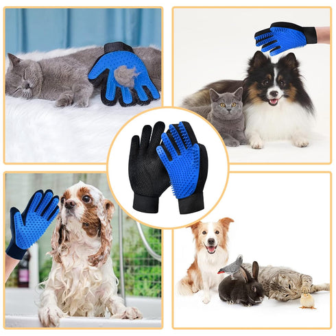 GJEASE Cat Grooming Glove Brush, Eco-Friendly Pet Hair Remover Tool for Carpet, Furniture, Couch, Clothes, High