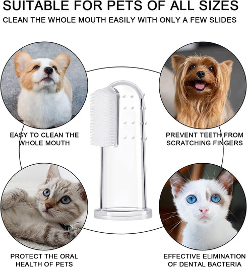 BLMHTWO 5 16 Pieces Dog Tooth Brushing Kit Finger Toothbrush for Dogs Cat Puppy Toothbrushs with Silicone Bristles