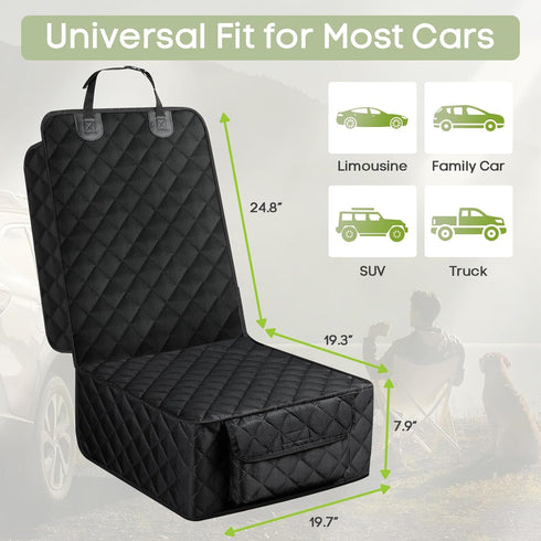Dog Car Seat Cover for Front Seat, Waterproof Full Protection Pet Car Seat Cover with Side Flaps, Non-Slip Front Seat