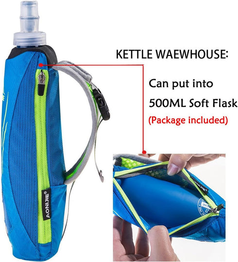 Geila Handheld Water Bottle for Running, 17 oz Grip Bottle with Hand Strap Hydration Pack