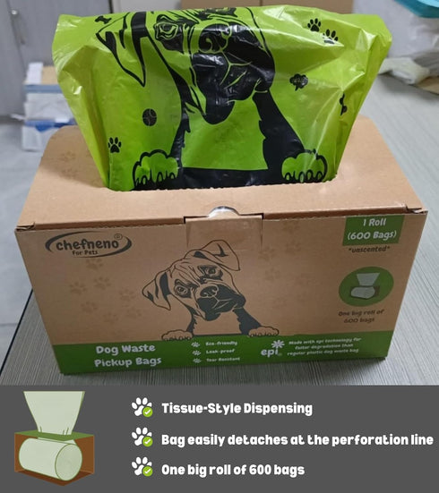 (600 (1 600 Dog Poop Biodegradable Bags One Biig Roll ct.) Eco-friendly Doggy Poop Bags Pet Waste Pickup Bag Degradable