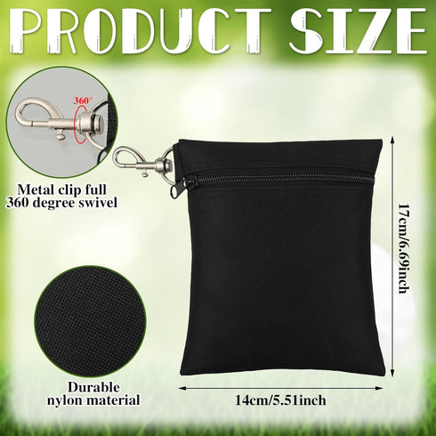 Shappy 3 Pcs Golf Tee Bag, Zipper Golf Ball Clip Pouch Utility Holder with Metal Lobster Claw Clip for Golf Accessories