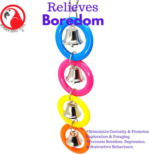 Bonka Bird Toys 945 4 Ring A Ding Toy for African Grey, Budgie, Parakeet, Cockatiel