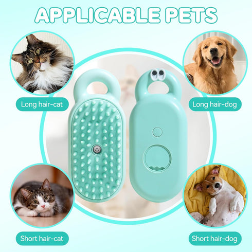 Cat Steam Brush, 3 in 1 Steamy Cat Brush for Shedding, Multifunctional Pet Steam Brush for Removal of Shedding and