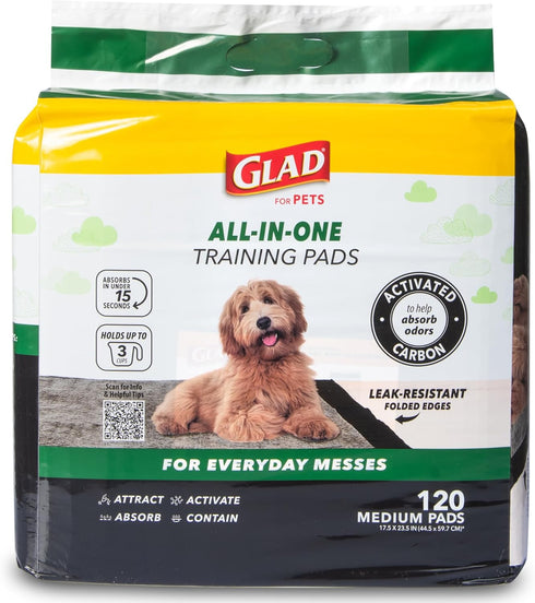 Glad for Pets Black Charcoal Puppy Pads - Super Absorbent Disposable Dog