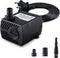 Fountain Pump, 80GPH Submersible Water Pump, Durable Outdoor Fountain Water Pump with 7.2ft Power Cord