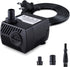 Fountain Pump, 80GPH Submersible Water Pump, Durable Outdoor Fountain Water Pump with 7.2ft Power Cord