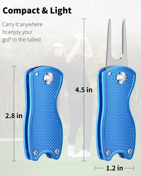GreenHaven 2-6 Pack Golf Divot Repair Tool, Foldable Metal Green Tool with Magnetic Putt Alignment Ball Marker