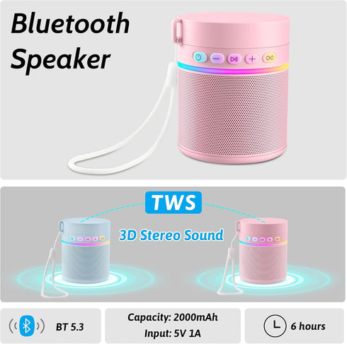 BT5.3, Water Bottle with Portable Bluetooth Speaker - Modular Insulated Water Bottles w/Handle, TWS Pairing Speaker