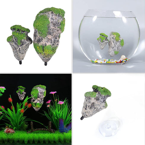 Pssopp Aquarium Fish Floating Moss Rocks, Landscape Moss Flying Suspended Stone Decoration