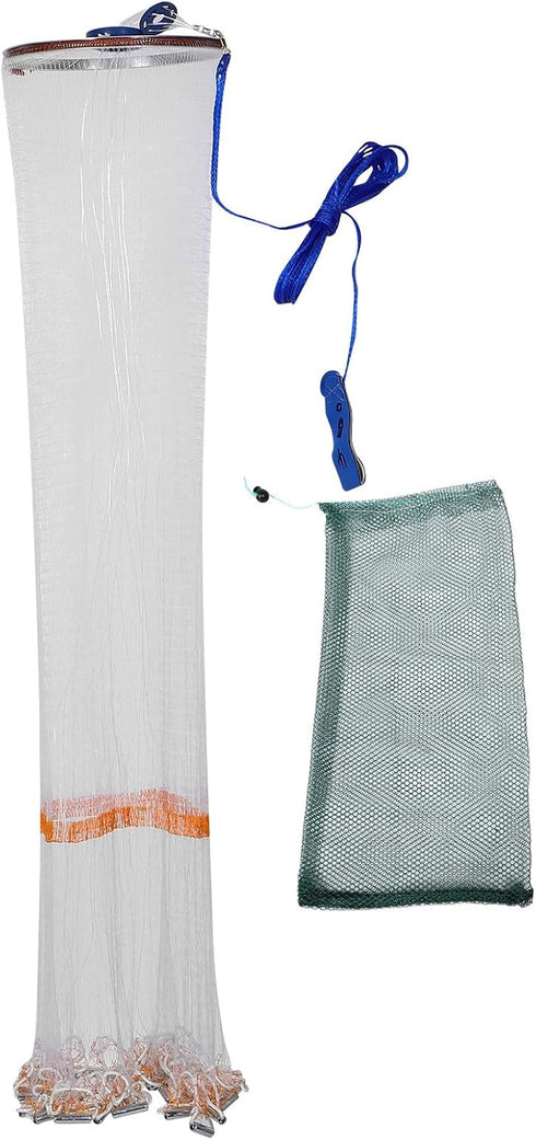 Veemoon Hand Cast Net with Aluminum Ring and Steel Weights, 1.2m Radius