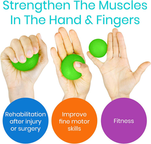Vive Squeeze Balls for Hand Therapy, Exercise, Arthritis (w/Rehab Video App) - Grip Strengthener Occupational Equipment