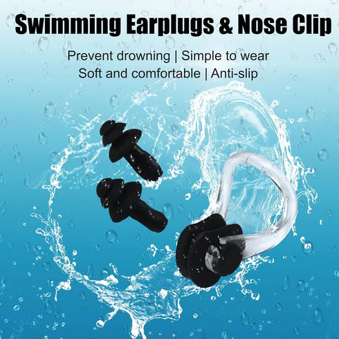 Women's Swim Cap for Long Hair, High Elasticity Thick Silicone Bathing Caps with Ear Plugs and Nose Clip