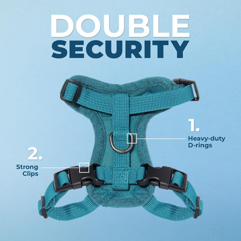 Best Pet Supplies Voyager Step-in Lock Adjustable Cat Harness with Leash Combo Set, Turquoise, XXS, 5ft Neoprene Handle