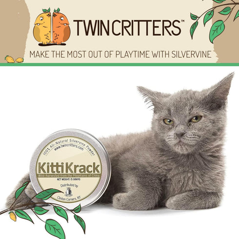 KittiKrack Organic Silvervine Catnip Powder Substitute - 3 Individual 5-Gram KittiKrack Powder Packs
