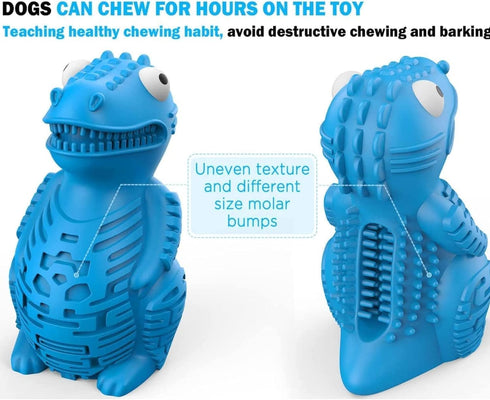 Generic Dinosaur Dog Chew Toy Natural Rubber, Food Dispensing & Teeth Cleaning Toy for Aggressive Chewers Interactive