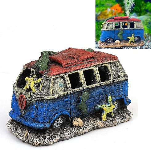 NF Aquarium Decoration Resin Imitation Car Wreck, Fish Tank Supplies Ornament Hideouts
