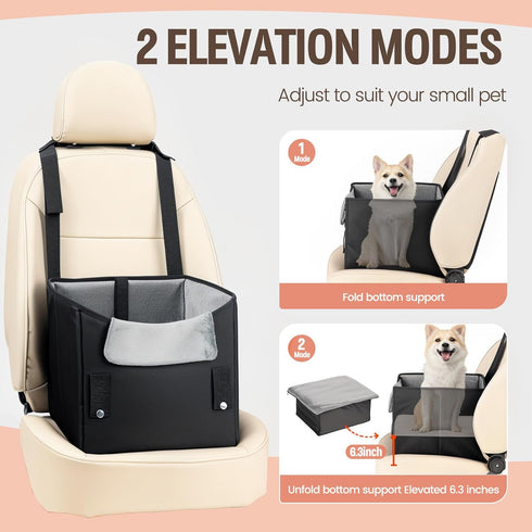 25lbs Dog Car Seat for Small Dogs or Medium Size Dog Portable Car Booster Seat for Dogs with Harness and Thick Cushion
