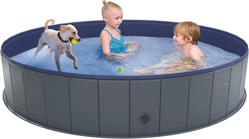 Niubya Foldable Dog Swimming Pool, Collapsible Hard Plastic Bath Tub for Pets, Indoor and Outdoor, 64 x 12 Inches