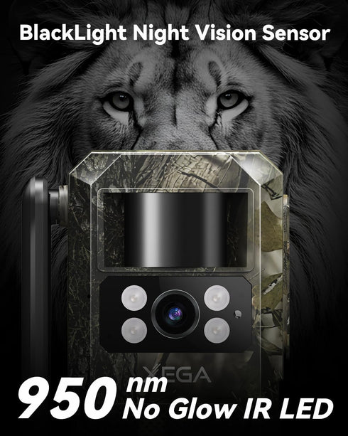 Xega 4G 7800mAh 950nm IP66 LTE Cellular Trail Camera with Livestreaming, No WiFi Game/Deer Cameras, Motion Activated