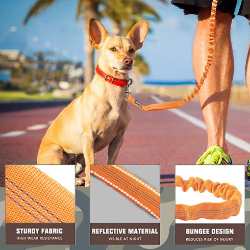 AUROTH 6FT/4.5FT Dog Leash for Large Dogs, Heavy Duty Bungee, No Pull with 2 Padded Handles, Orange