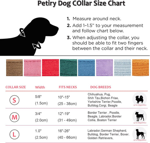 Soft Corduroy Dog Collar - High Grade Metal Buckle for Small Dogs (White, Small: 10-15")