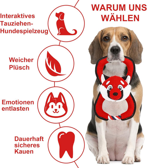 GAOMON Squeaky Dog Toys, Durable Plush Chew Toys in Fox Shape for Small and Medium Dogs