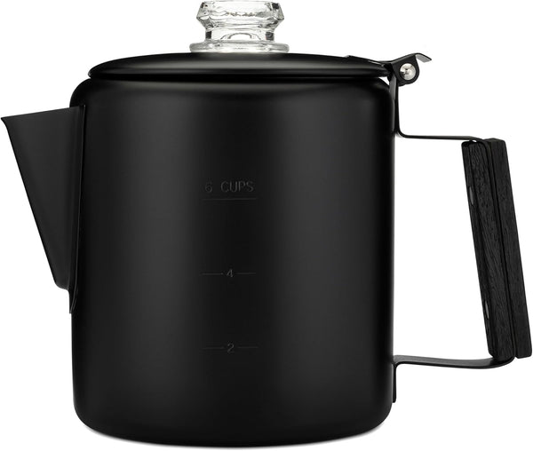 COLETTI Bozeman Black Percolator Coffee Pot Camping Coffee Pot Americas Sleekest Percolator