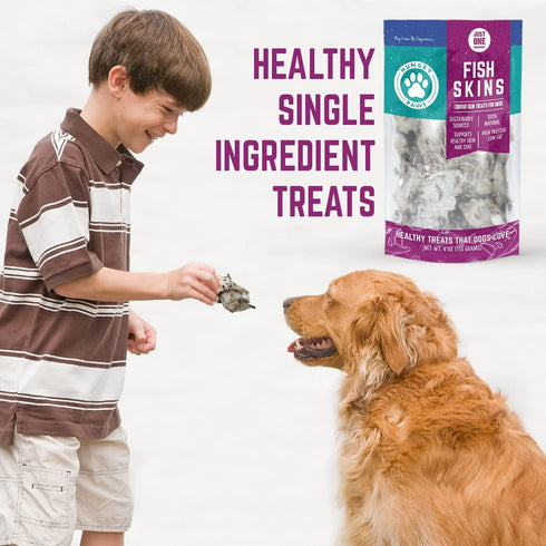 Single Ingredient Cod Fish Skins Dog Training Treats - All-Natural Savory Fish-Skin Flats for Coat and Oral Health
