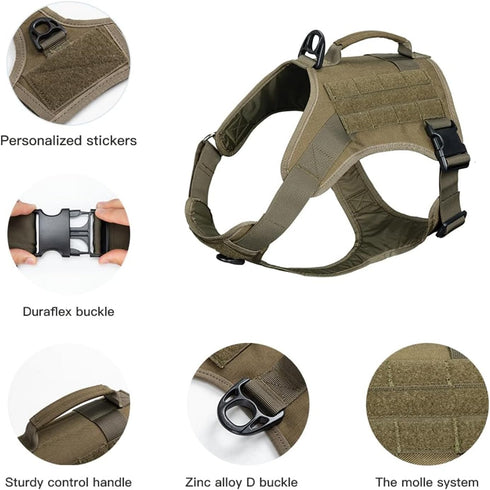 EXCELLENT ELITE SPANKER Tactical Dog Harness Vest, Adjustable No Pull Harness for Small Medium Large Dogs