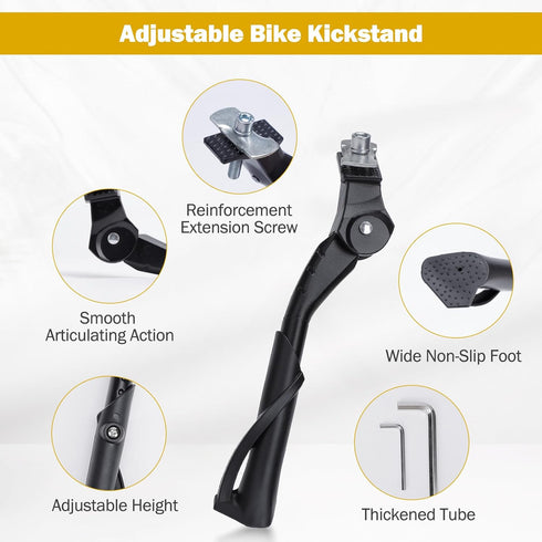 SEISSO Kids Bike Kickstand, Adjustable Center Mount Aluminum Alloy for 18/20/22 Inch Wheel Mountain/Road Bikes