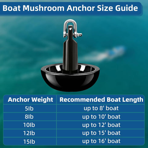 AmarinePlay PWC,5/8/10/12/15lbs Mushroom Anchor Kayak Anchor Kit for Small Boat Canoe Paddle Board SUP Jet Ski Marine