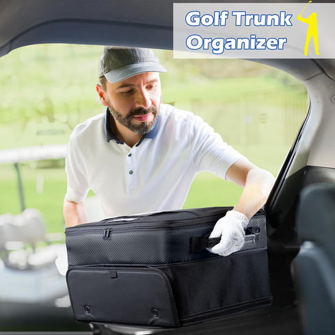 Upgraded Golf Trunk Organizer with Separate Compartment for 2 Pair Shoes, Golf Car Locker