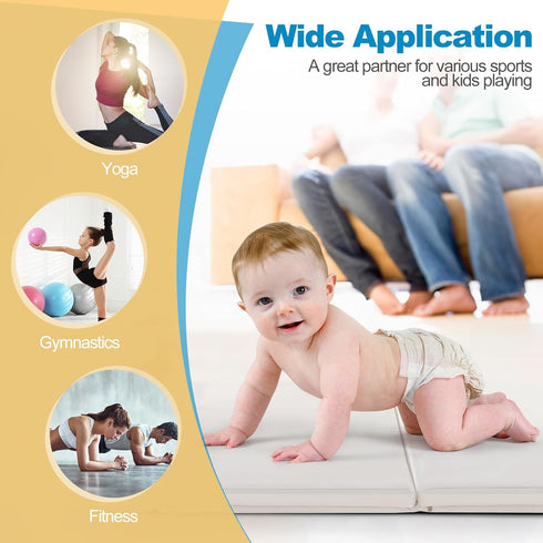 6 2 2 Goplus Folding Gymnastics Mat, x x Thick Tri-Fold Exercise Tumbling Mat w/Carrying Handles, Hook & Loop Fastener