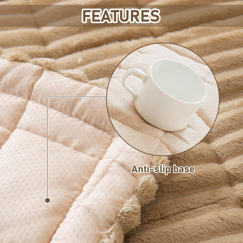 LiveGo Fuzzy Couch Covers for Pets, Garden Chic Cotton Protective Couch Cover, Pet Mat Bed Couch Cover (Milky Coffee)