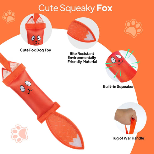 PetiFine Tug of War Dog Toy, Interactive Squeaky Training Toys for Small Dogs, Tough Toys for Aggressive Chewers