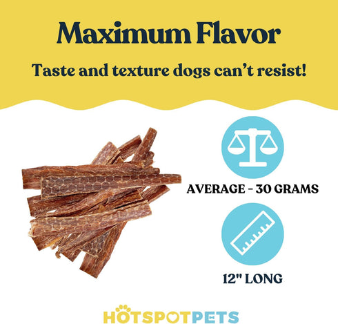 (12 Inch 12 Count) hotspot pets Beef Esophagus Dog Treats Chews- (Grass Fed with No Added Hormone & Antibiotic All