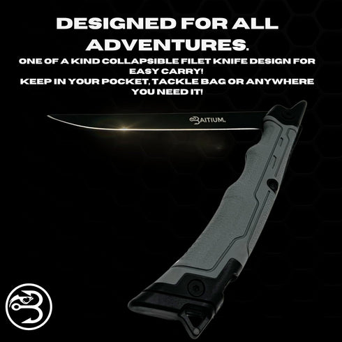 Folding Fillet Knife, Fillet Knife, Foldable Fillet Knife for Fish, Boning Knife, Collapsible Fishing Knife, Boning Knife for Meat Cutting, Filet Knife, Fishing Gear and Equipment - 6 Inch by Baitium
