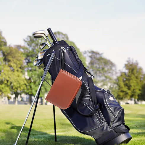 Golf Accessory Set All in One Bag with High-Grade Leather Case, Golf Balls, Tees, Cleaning Brush, Scorer, Range Finder,