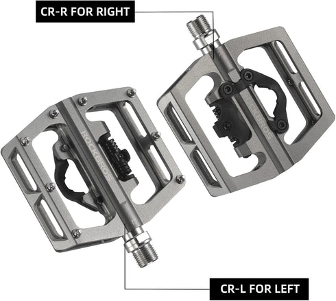 ROCKBROS Dual Function MTB Mountain Bike Pedals, Aluminum Clipless & Flat Platform 9/16" with Cleats