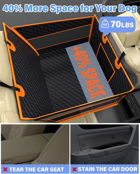 Instraella Dog Car Seat for Large Dogs, Half Back Seat Extender with Hard Bottom, Waterproof Non-Slip Pet Car Seat
