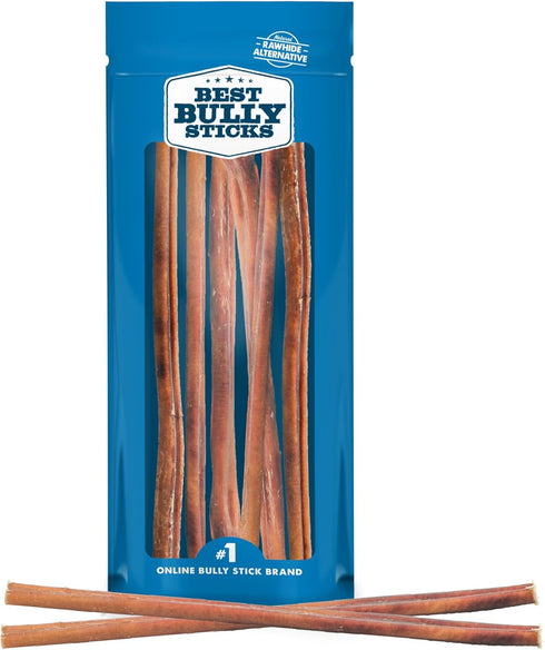 Best Bully Sticks for Dogs 12 Inch, 8oz - 100% Natural Grass-Fed Beef Chews for Medium/Large Dogs