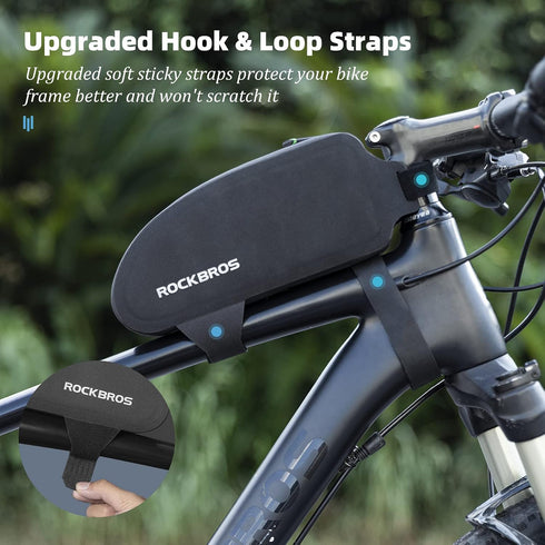 ROCKBROS Waterproof Bike Top Tube Bag, Large Upgrade Bicycle Front Frame Pouch Pack for Mountain Road Bike