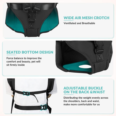 Lukovee Dog Backpack Carrier - Adjustable Hands-Free Front Carrier for Small Medium Dogs, Hiking (B, Large)