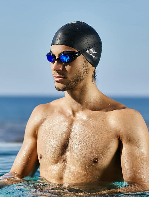 WHALE Extra Large Swim Cap - Durable Silicone Swimming Hat with Ear Protection for Long Thick Curly Hair & Dreadlocks