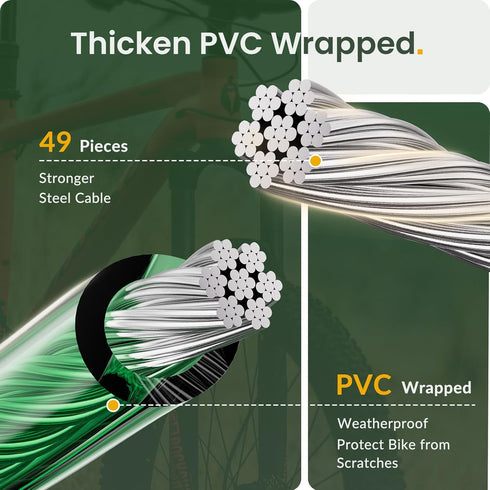 Titanker Bike Lock Cable, 4 Feet Basic Self Coiling Kids Bike Lock, Combination with Mounting Bracket (Green-8mm)