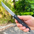 DC53 G10 Flipper Pocket Folding Knife, Steel Blade and Black Handle, with Pocket Clip and Glass Breaker, EDC Tool Knife