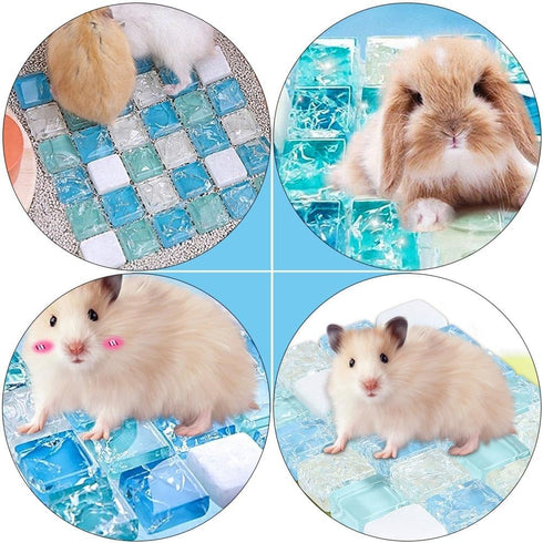 POPETPOP Rabbits Cooling Mat, Rabbit Cooling Pad: 2Pcs Hamster Cooling Mat for Summer Self Cooling for Rabbit, Bunny,