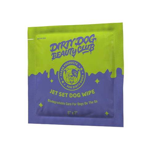 Jet Set Dog Wipes by Dirty Dog Beauty Club, Thick, Gentle, Biodegradable, Chemical Free, Alcohol Free, Soothing (30